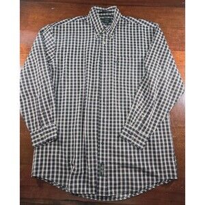 Duck Head Button Down Shirt Men's M Wrinkle Free Plaid Black Red Long Sleeve